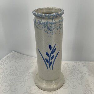 Vintage RRP Pottery Vase Blue Leaf Design
